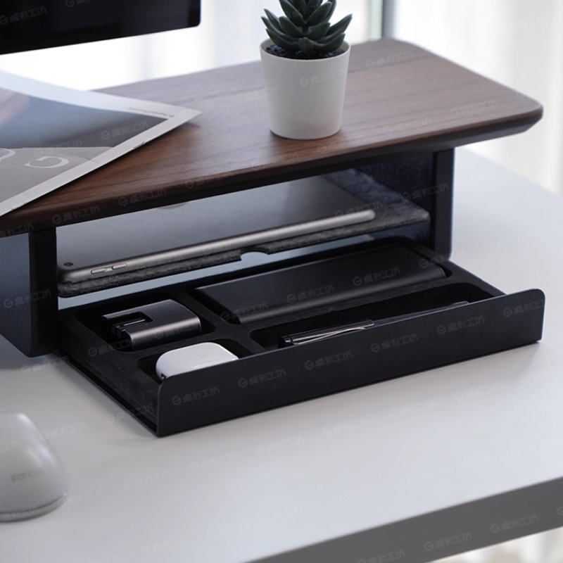 Desk Setup For Office - Support de moniteur, tiroirs de rangement,
