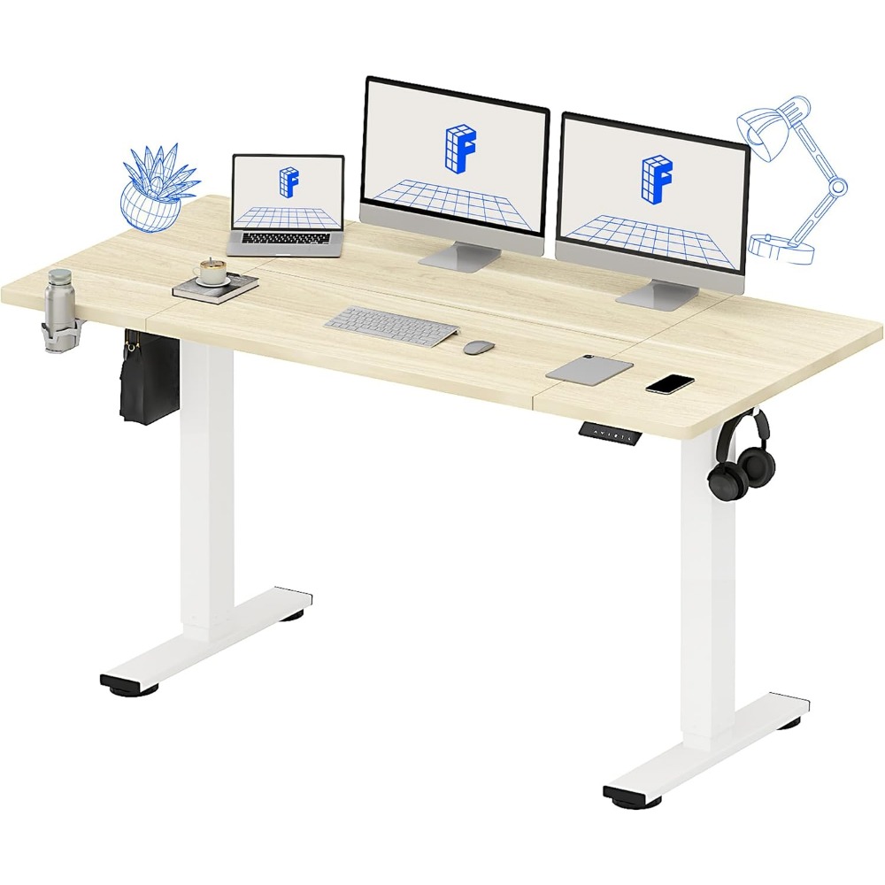 Desk Setup For Office - FLEXISPOT Bureau debout électrique 63x32 pouces,