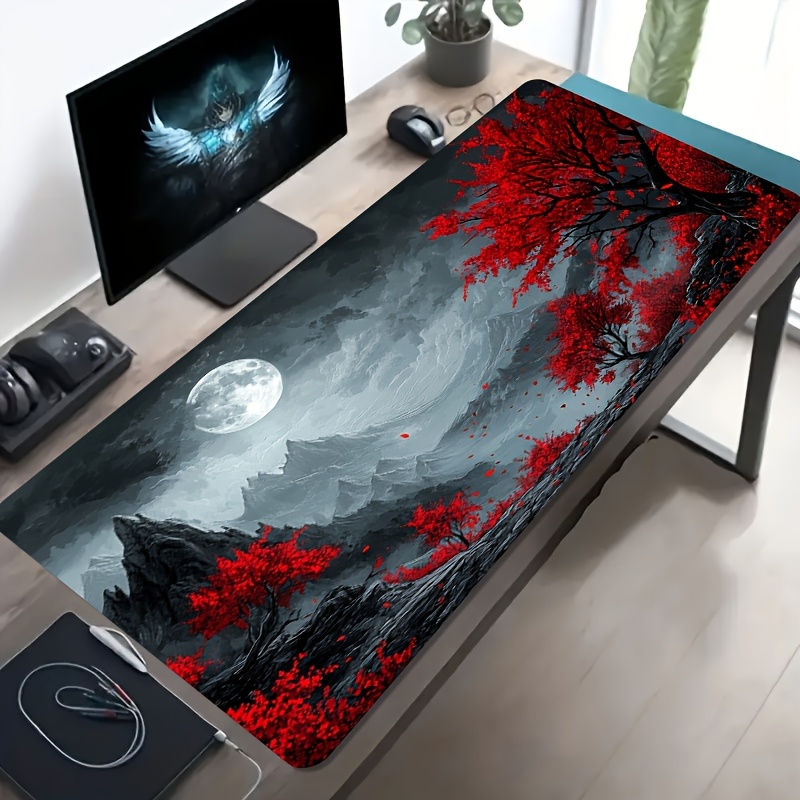 Desk Setup Red - Tapis de souris de jeu étendu