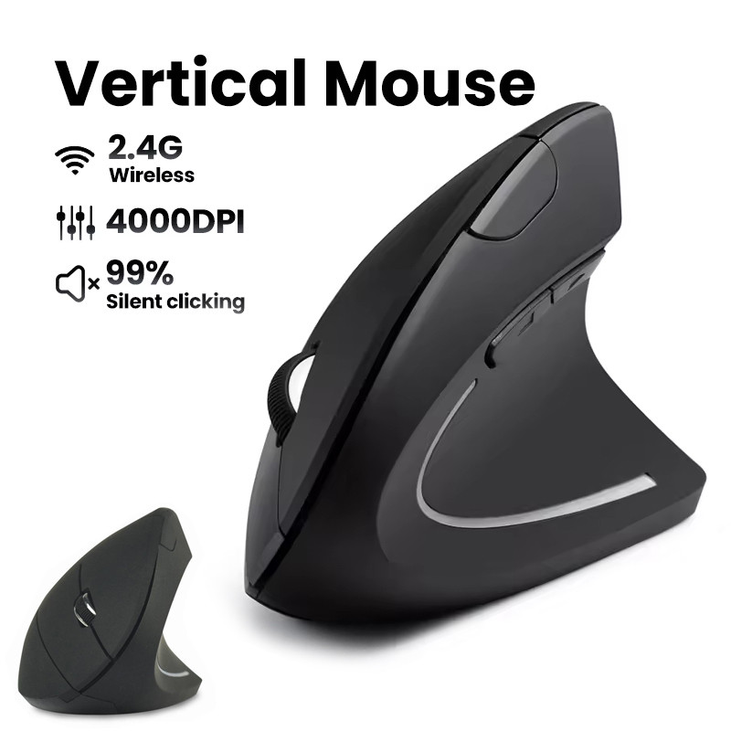 Desk Setup Gaming And Work - Souris sans fil ergonomique 1600 DPI,