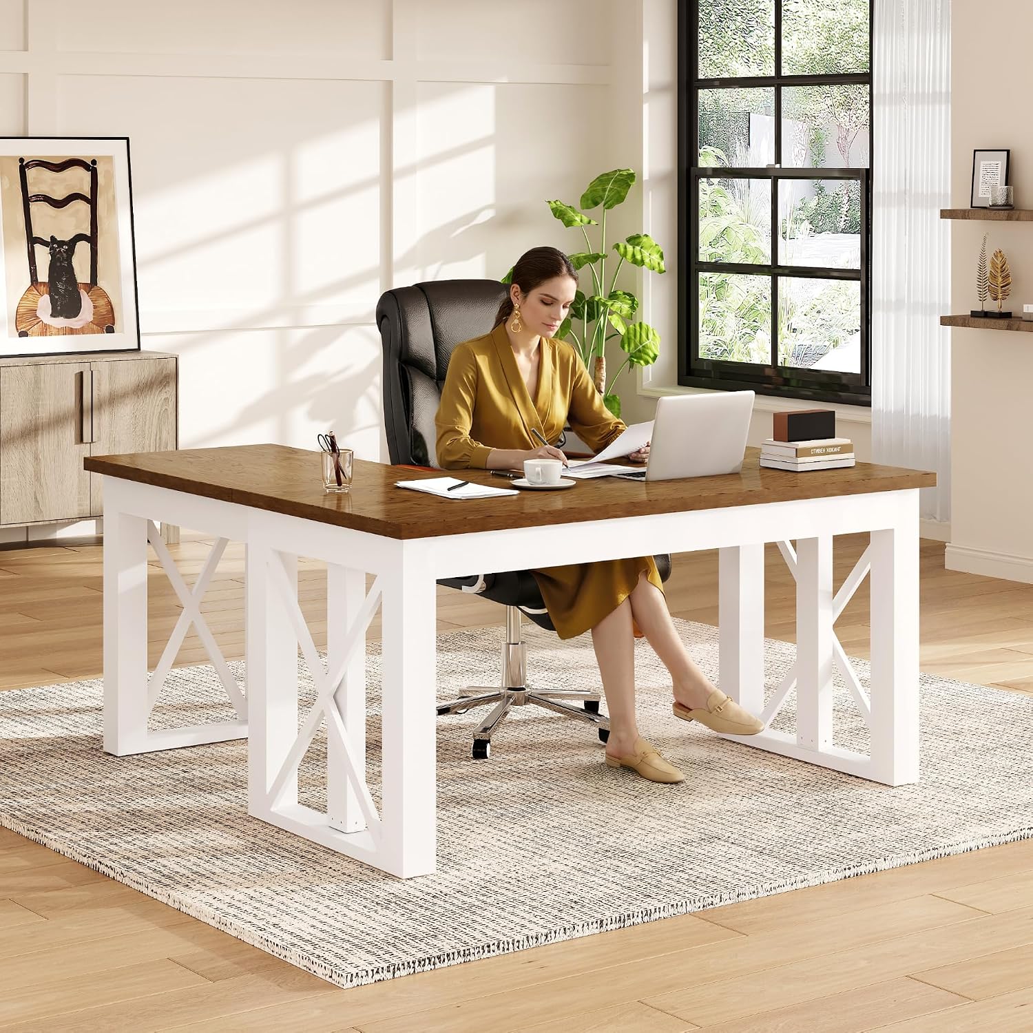 L Shaped Desk Setup - Bureau debout en forme de L