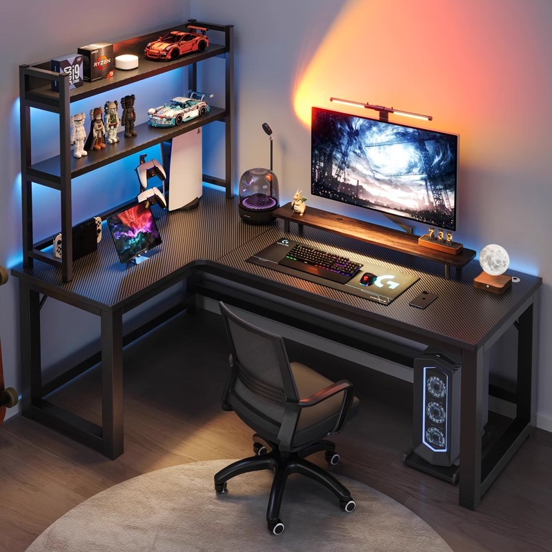 L Shaped Desk Setup - Bureau d'ordinateur Table d'angle maison Table