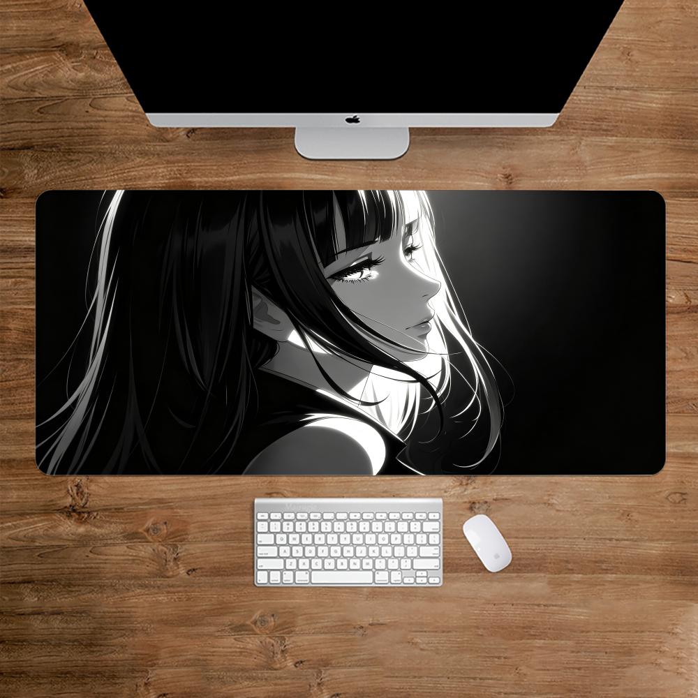 Desk Setup Gaming And Work - Tapis de souris Dark Anime Girl,