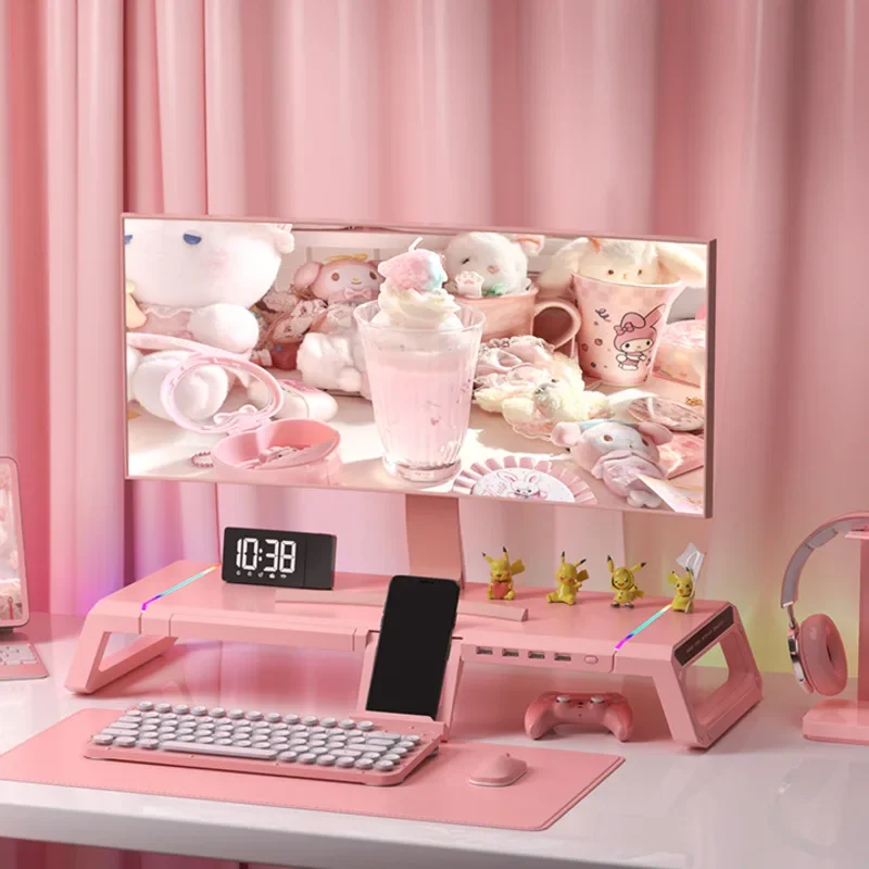 L Shaped Desk Setup - Support de moniteur d'ordinateur avec USB,