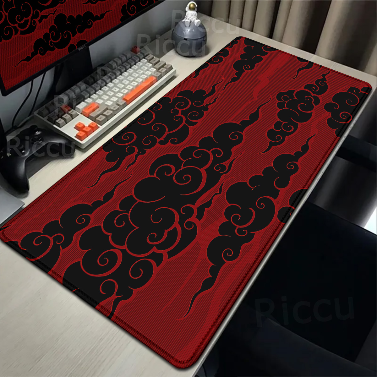 Desk Setup Red - Tapis de souris Gamer en caoutchouc