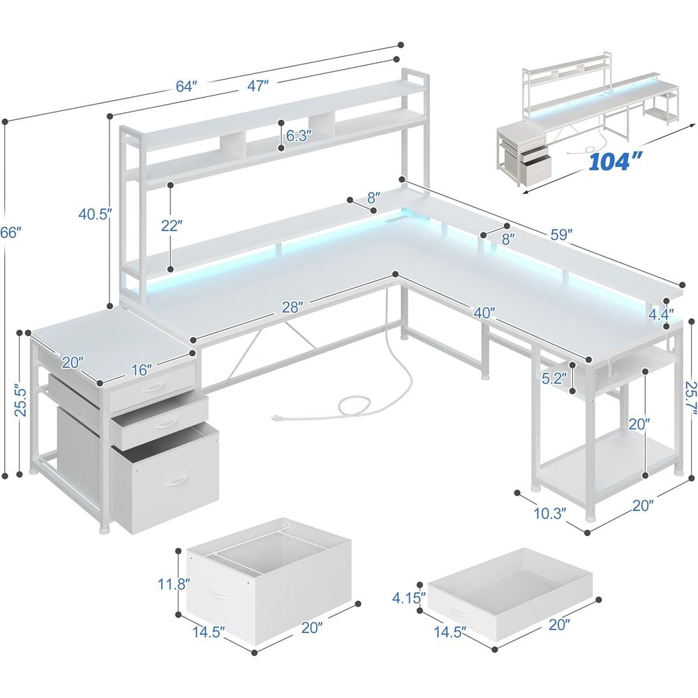 Bureau en L de 104 pouces pour - L Shaped Desk Setup avis et prix