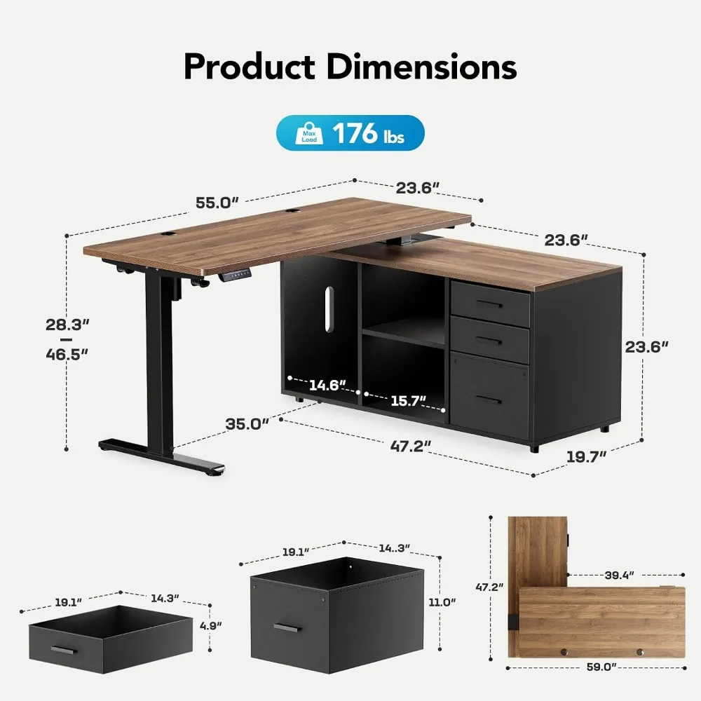 Bureau debout en forme de L HU - L Shaped Desk Setup avis et prix