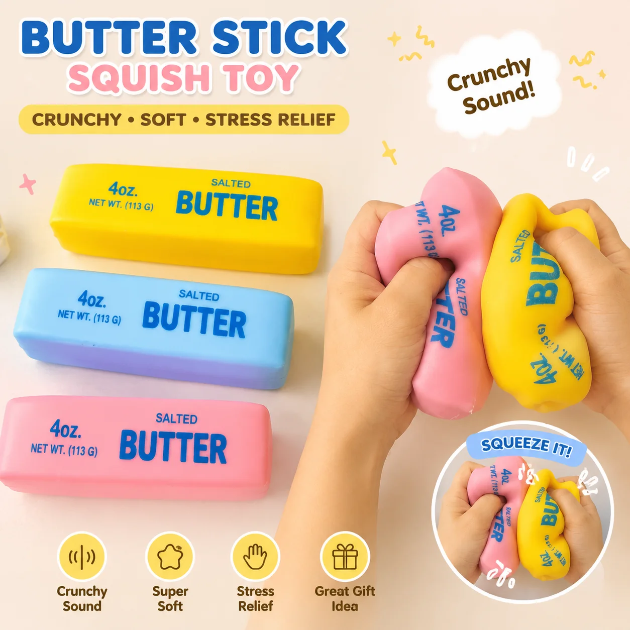 Jouet Squishy Bâton de Beurre  - Desk Setup Decor avis et prix