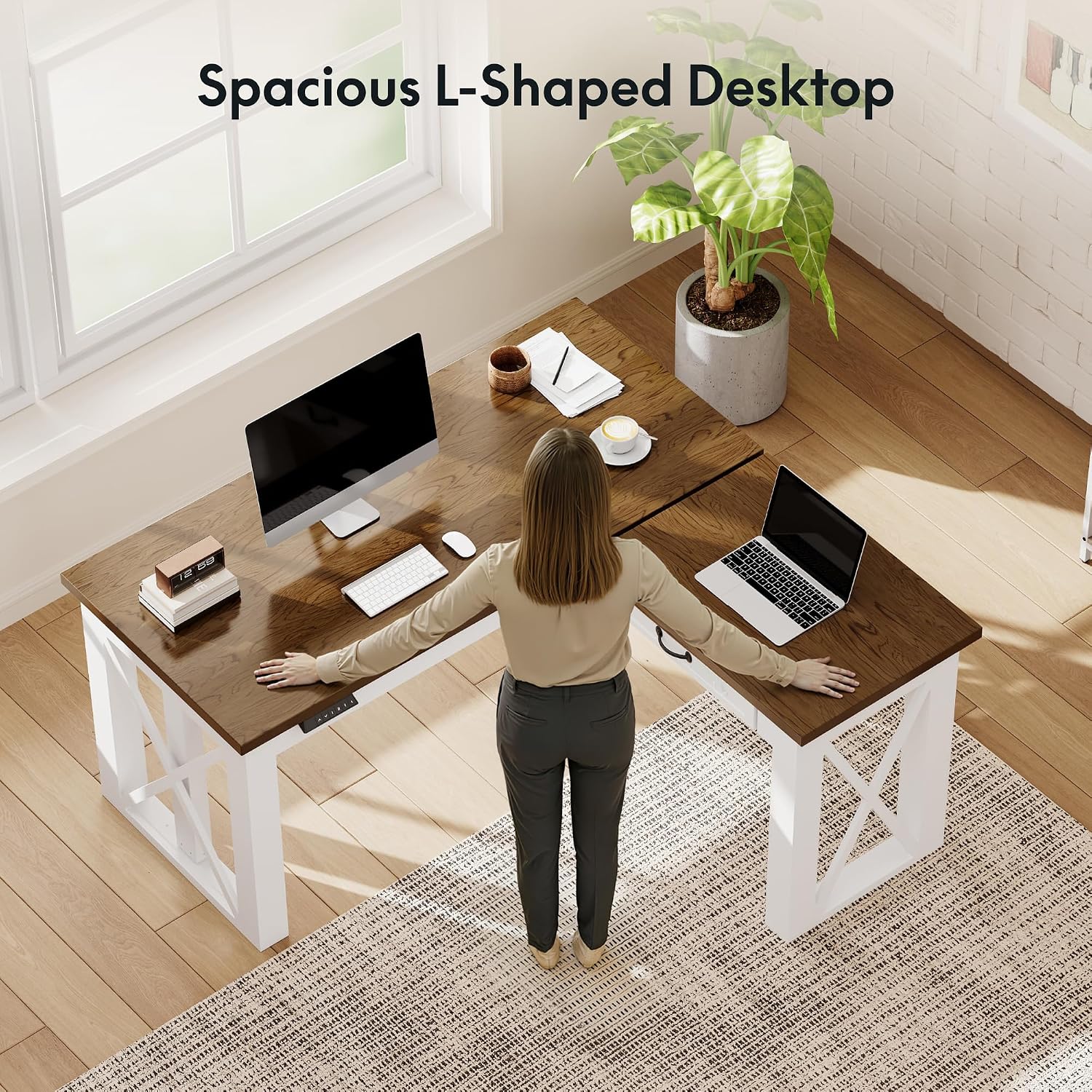 Bureau debout en forme de L av - L Shaped Desk Setup avis et prix