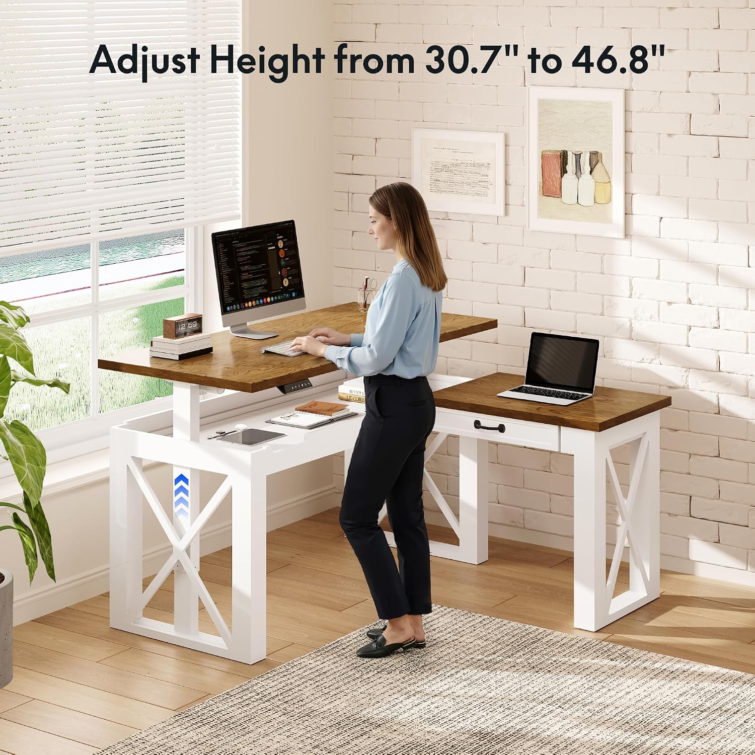 Bureau debout en forme de L av - L Shaped Desk Setup avis et prix