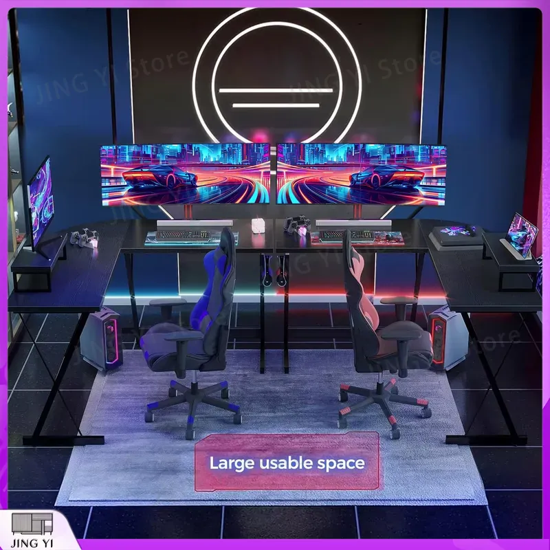 Bureau de jeu en forme de L av - L Shaped Desk Setup avis et prix